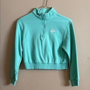 Nike Kids Mint Green Cropped Quarter-Zip Sweatshirt